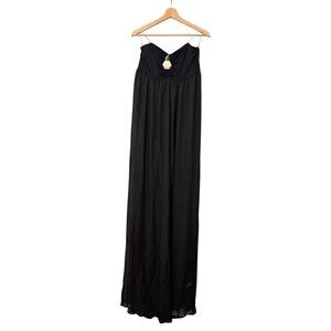 PinkBlush Maternity Black Strapless Maxi Dress Size XL Chiffon Gown Photoshoot